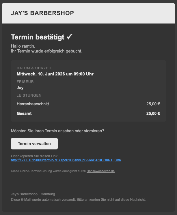 Bestätigungs-Mail mit Ändern-Link