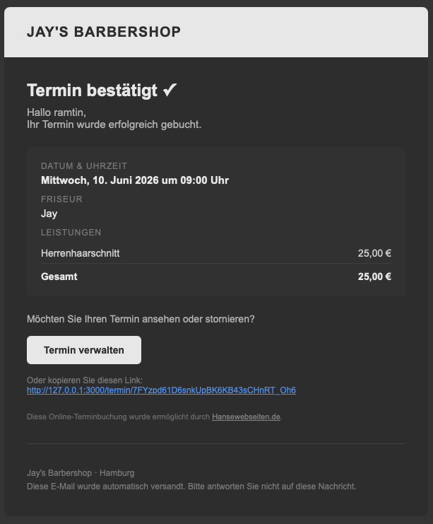 Bestätigungs-Mail mit Ändern-Link